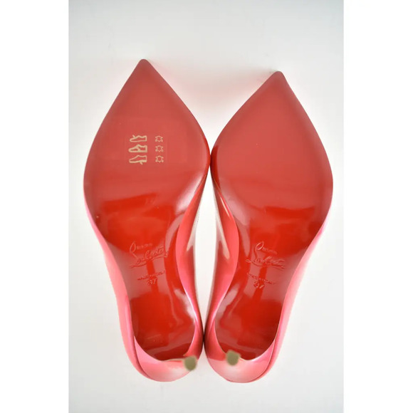 Christian Louboutin Hot Chick 100 Patent Fluo Metal Florida Pink Heel Pump 37 - Picture 12 of 12